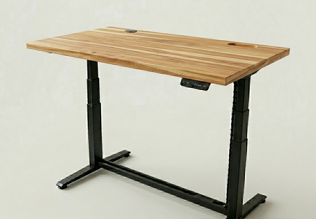Striped mixed timber standing desk concept