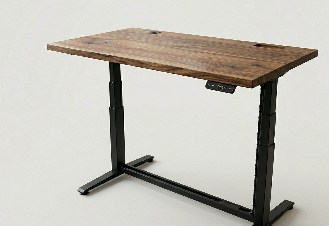 Warm darker timber standing desk concept